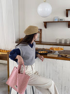 French College Style Milk Sweet Department Gentle Early Autumn Loose v-Neck Pullover Vest Sweater Vest