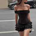 Bandeau Top Ruffle Mini Dress