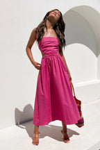Head Over Heels Strapless Satin Maxi Dress Pink