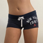 Sporty Casual Number Print Color Block Shorts