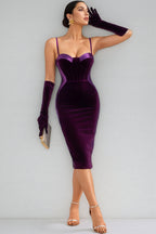 Umric Purple Strapless Midi Dress