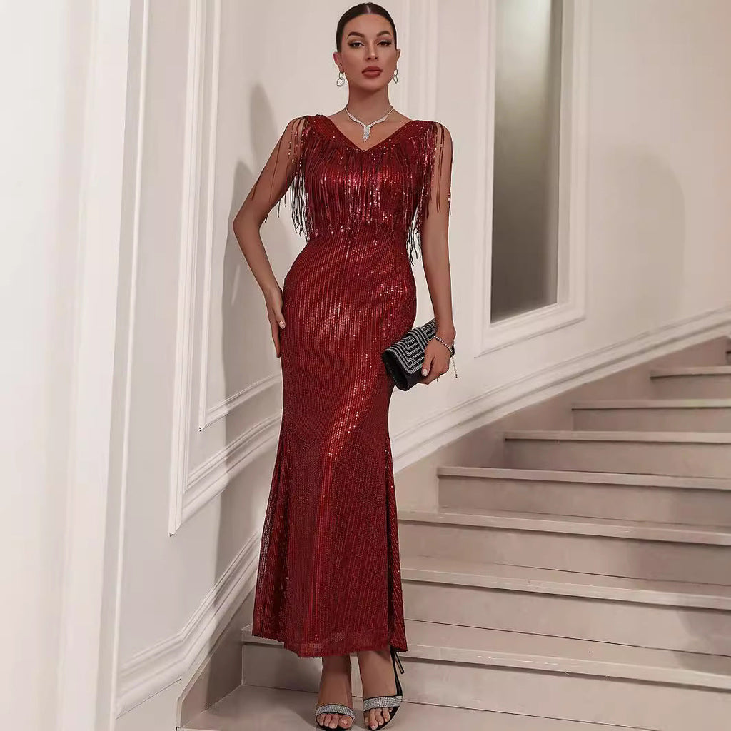 Sequined Tassel Dress Dress