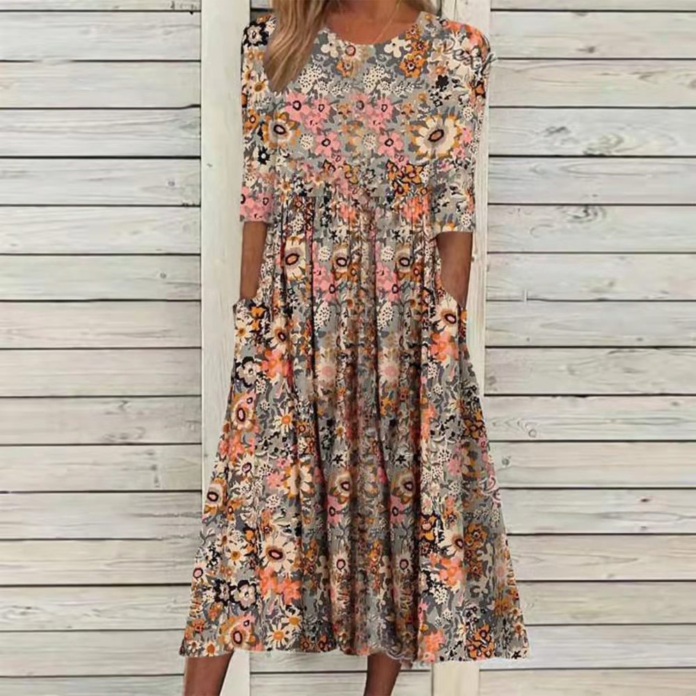 Quinn Pocketed Floral Boho Midi Dress FINAL