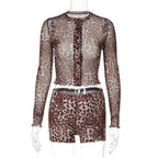 Britain Leopard Mesh Short Set