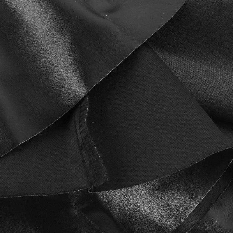 Lace up PU leather sweetheart neck solid zip-up mini dress