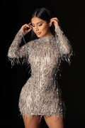DressBetty - Sequin Panels Tassel Dress