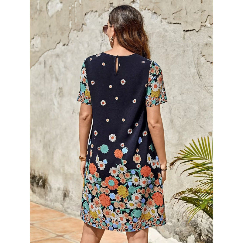 Natalia Aesthetic Women's Flower Shaped Summer Dress with Charming Short Sleeve Design Chic Silhouette Collection
