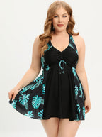 Valerie Minimalist Plus Size V Neck Swimsuit Dress with Cross Straps Evening Wear Edit