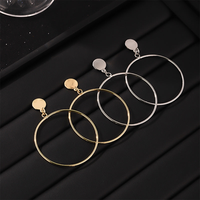 Bold Geometric Gold Alloy Hoop Earrings