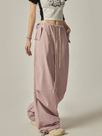 Pink Wide Leg Cargo Pants