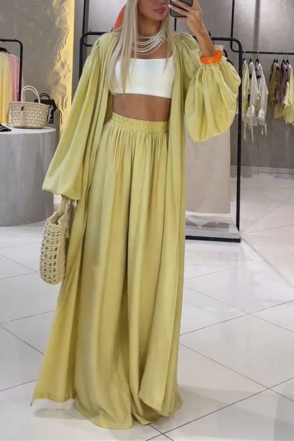 Beach Cottage High Rise Elastic Waist Wide Leg Pants