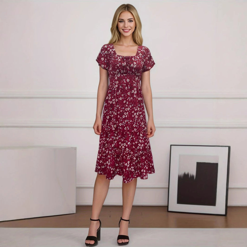 Cecilia Minimalist Women's Floral Pleated Maxi Dress Designer Edit