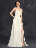 Graceful Tube Top Evening Dress Cocktail Ball Slit Dress Annual Meeting Host Dress