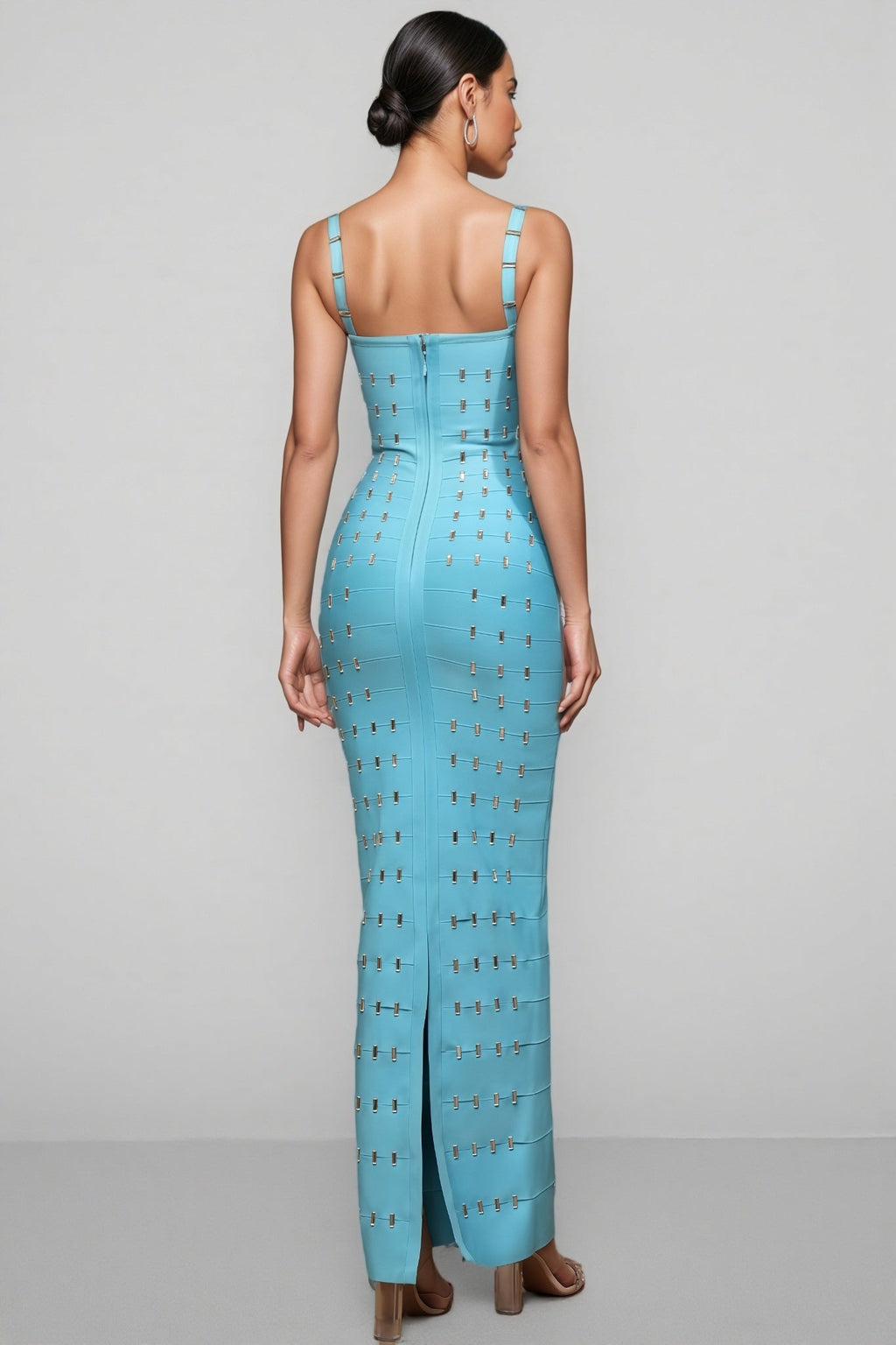 Andesd Blue Strapless Slit Maxi Dress