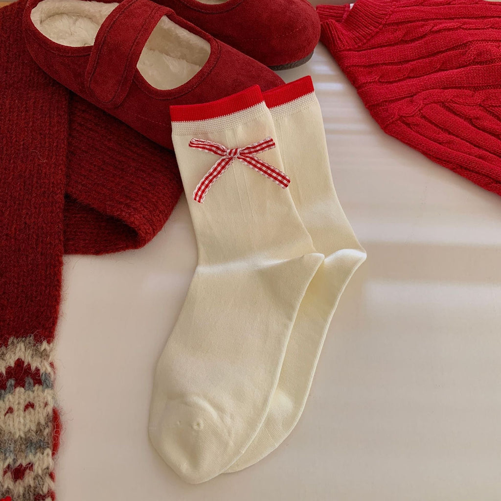 Bow Slouchy Mid-Calf Cute Socks