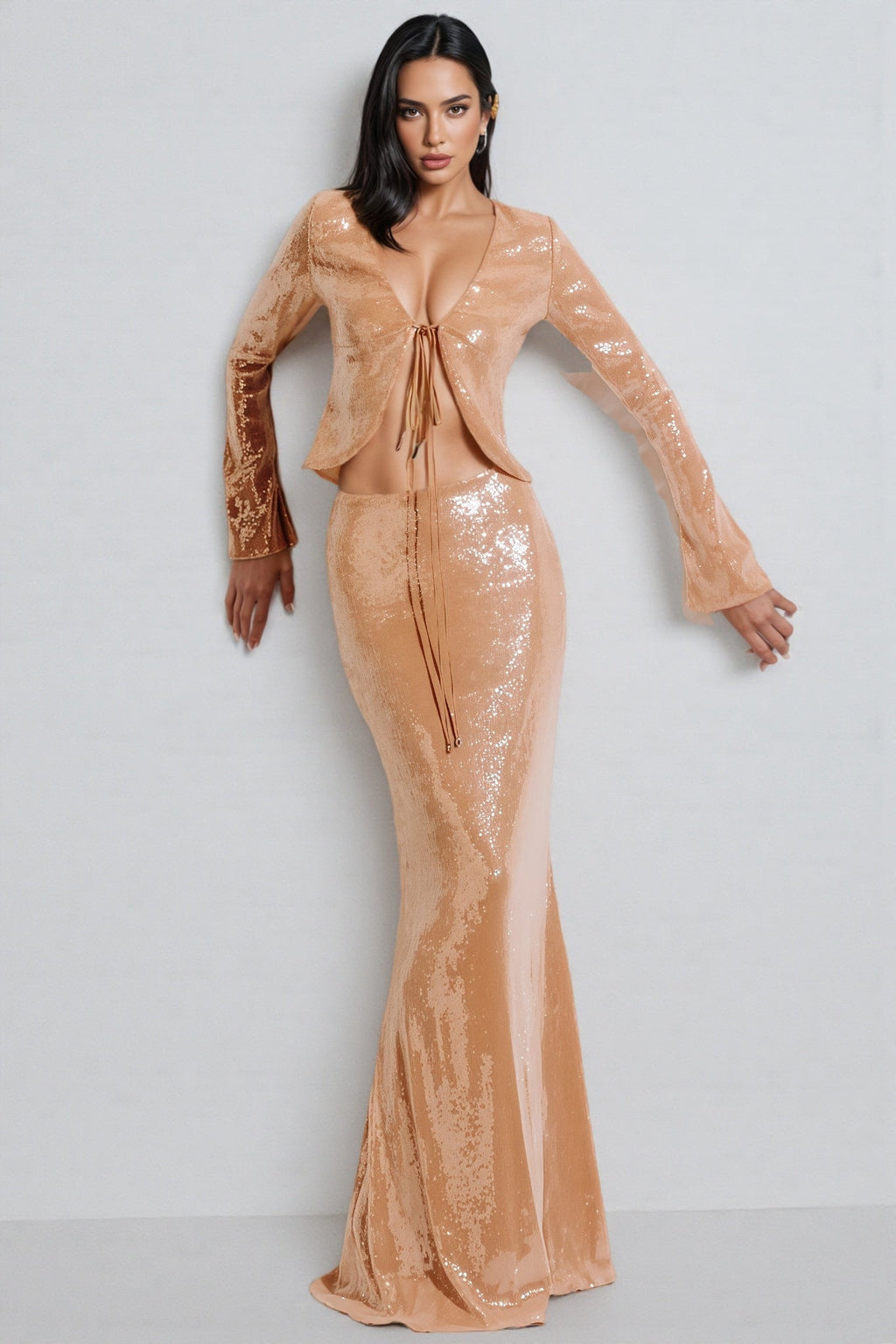 Jacksda Sequined Fishtail Maxi Dress Set