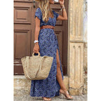 Zahira Exclusive Women's Floral Maxi Dress with High Side Slit Evening Wear Edit