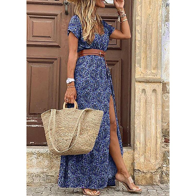 Zahira Exclusive Women's Floral Maxi Dress with High Side Slit Evening Wear Edit