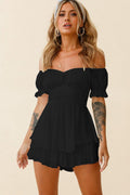 Mahoney Smocked Ruffle Mini Dress Black