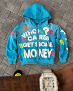 Retro Letter Print Y2K Loose Comfortable Zip Hoodie