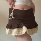 Ahlam Colorblock Wool A-Line Skirt