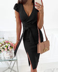 Pristine Satin Balloon Sleeve Midi Dress Black FINAL