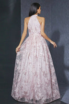 Bea Neckline Pink Mesh Maxi Dress