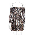 off Neck Short Elegant Shoulder Baring Long Sleeve Pleated Dress