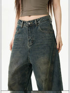 Extreme Wide-Leg Vintage Wash Jeans