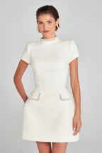 Elegant Slim Slimming round Neck Beaded Classic Dress Women