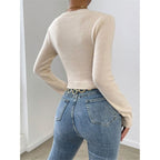 Slim Round Neck Knitted Top Sweater