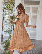 Magic Touch Smocked Maxi Dress Burnt Sun
