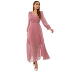 Dress Arrival Pink Voile Long Dress High Waist Slim Fit