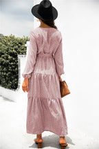Sanibel Swiss Dot Boho Maxi Dress Marsala