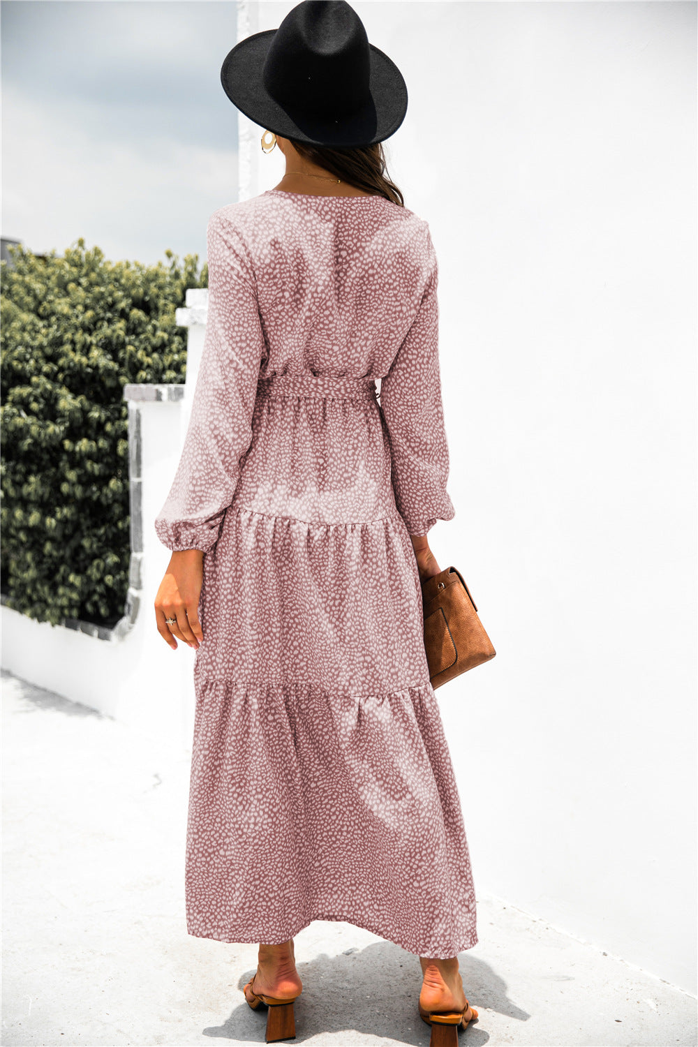 Sanibel Swiss Dot Boho Maxi Dress Marsala