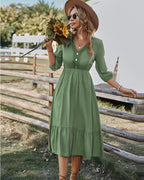Yunay Satin Boho Maxi Dress Sage
