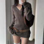 Kyra Wool V-Neck Sweater Top