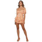 Honeybee Floral Smocked Off The Shoulder Dress Yellow