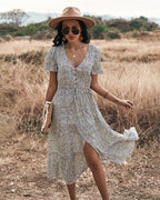 Maynard Printed Smocked Maxi Dress Black