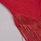 Strapless Fringe Red Dress