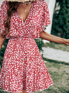 Layva Printed Ruffle Tiered Dress Mauve