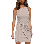 Rosalía Exclusive Women's Sleeveless Twisted Draped Mini Dress Everyday Luxe Edit