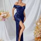 Evening Dress Dress Young Sheath Long off the Shoulder High Slit Dress