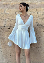 Amara - Long-Sleeve Wrap Mini Dress