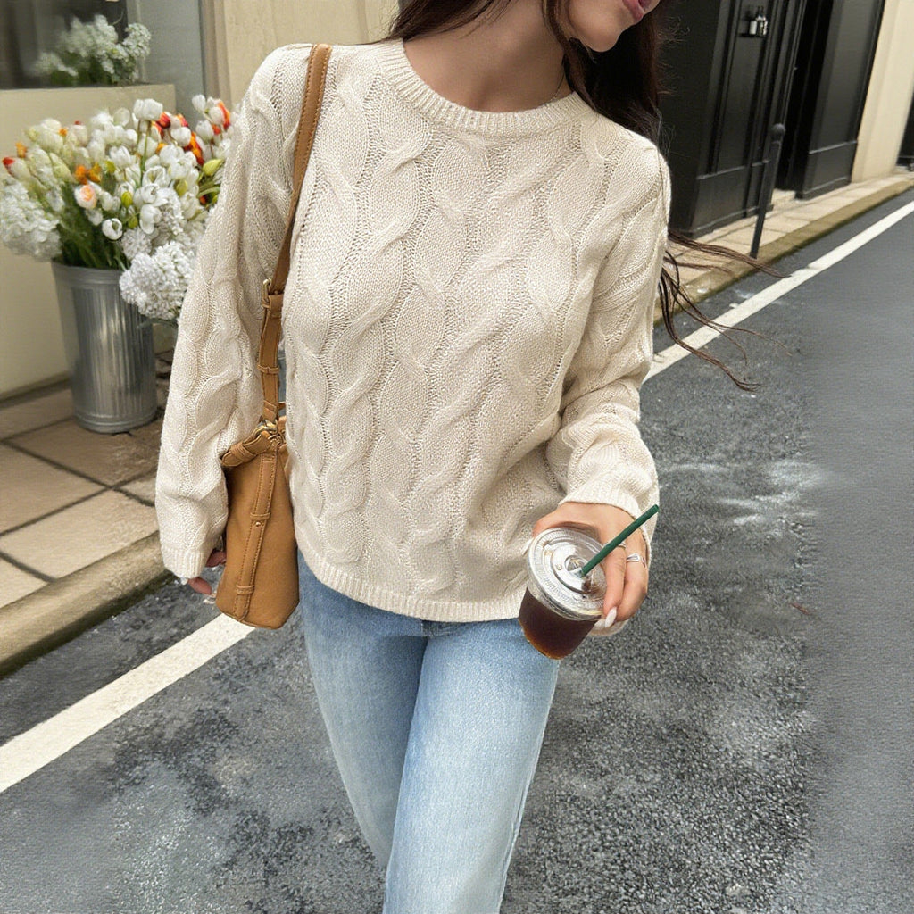 Sariya Solid Knit Crewneck Sweater