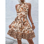 Paula Luxe Women's Floral Halter Back Mini Dress Elevated Occasion Wear