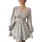 Yesenia Timeless Women's Floral Dress with V Neck and Ruffle Details Designer Edit