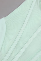 Gened Green Ribbon Sheer Chiffon Maxi Dress