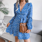 Kandy Printed Ruched Ruffle Mini Dress FINAL