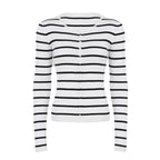 Joyanna Striped Cropped Knit Cardigan